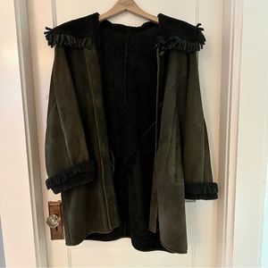 Handmade Genuine Green Shearling Coat 1x